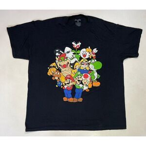 Nintendo Super Mario Graphic T-shirt Men XXL Black Short Sleeve